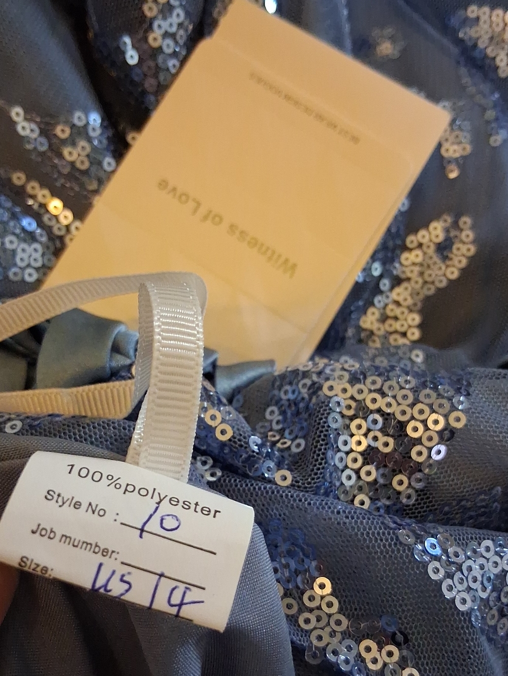 New Women's Dusty Blue Sequin Lace Evening Formal High Low Dress Size 14 - Picture 16 of 16